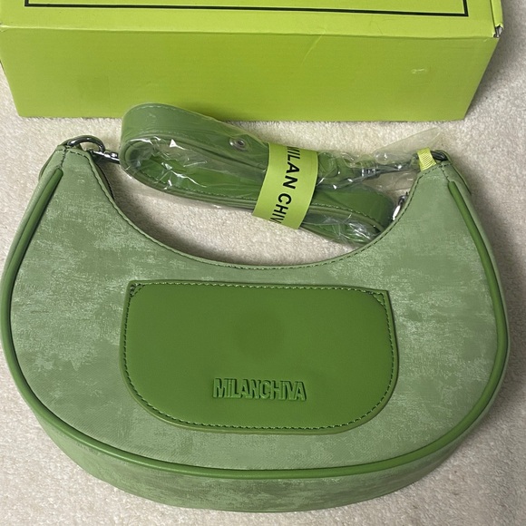 NWT Milanchiva Green suede shoulder bag - Picture 5 of 9